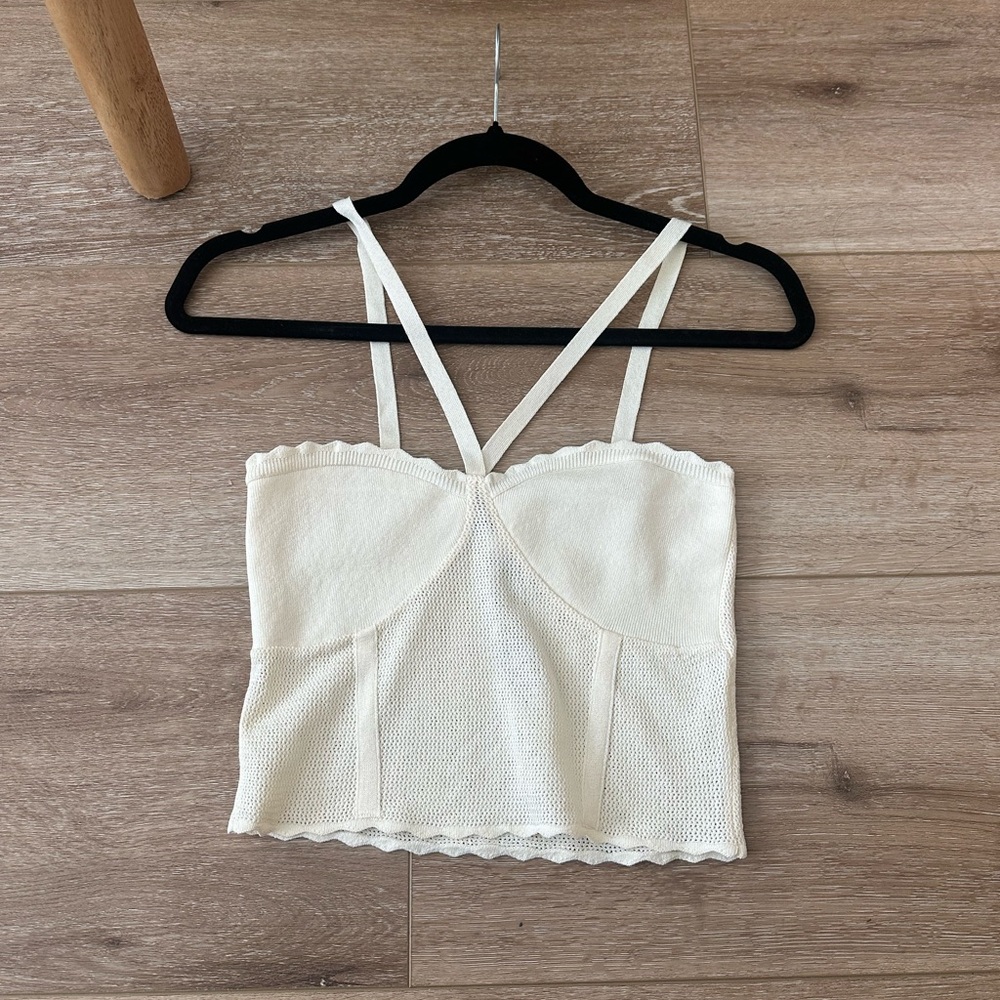Zara Cream Knit Crop Top in Butter Yellow BRAND NEW